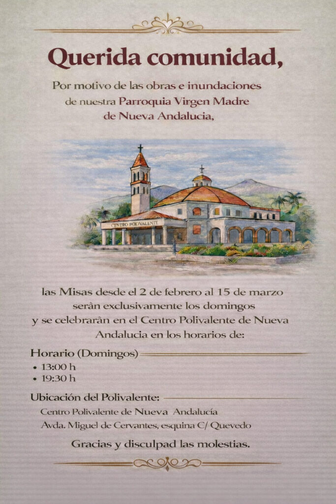 aviso cambios Misa Nueva Andalucía