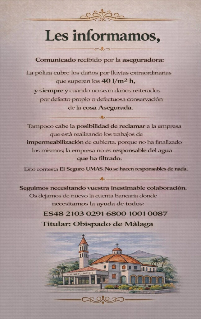 Información sobre los daños en la cubierta y resolución del seguro