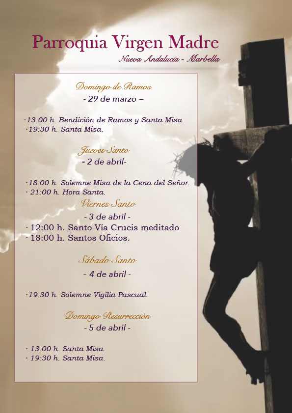 Horarios Semana Santa 2026 - Parroquia Virgen Madre, Nueva Andalucía, Marbella