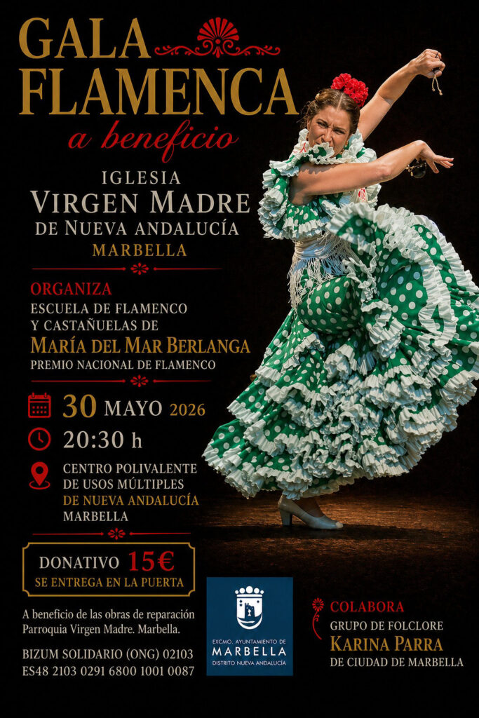 Gala flamenca en Nueva Andalucía Marbella a beneficio de la Parroquia Virgen Madre con bailaora flamenca