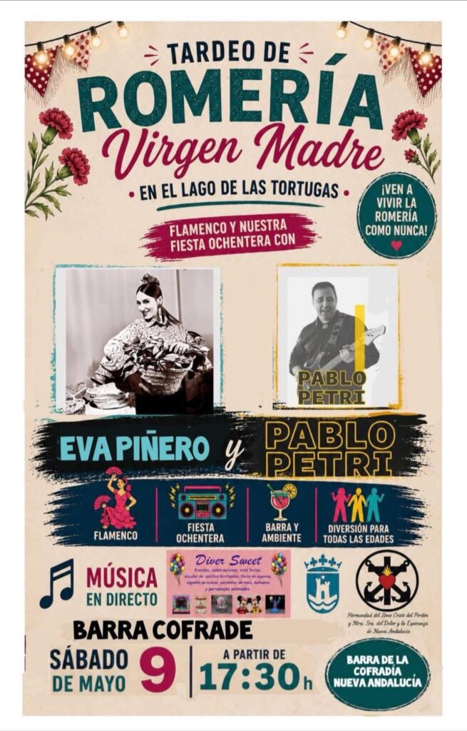 Tardeo de romería Virgen Madre en Nueva Andalucía Marbella con música flamenco y ambiente festivo